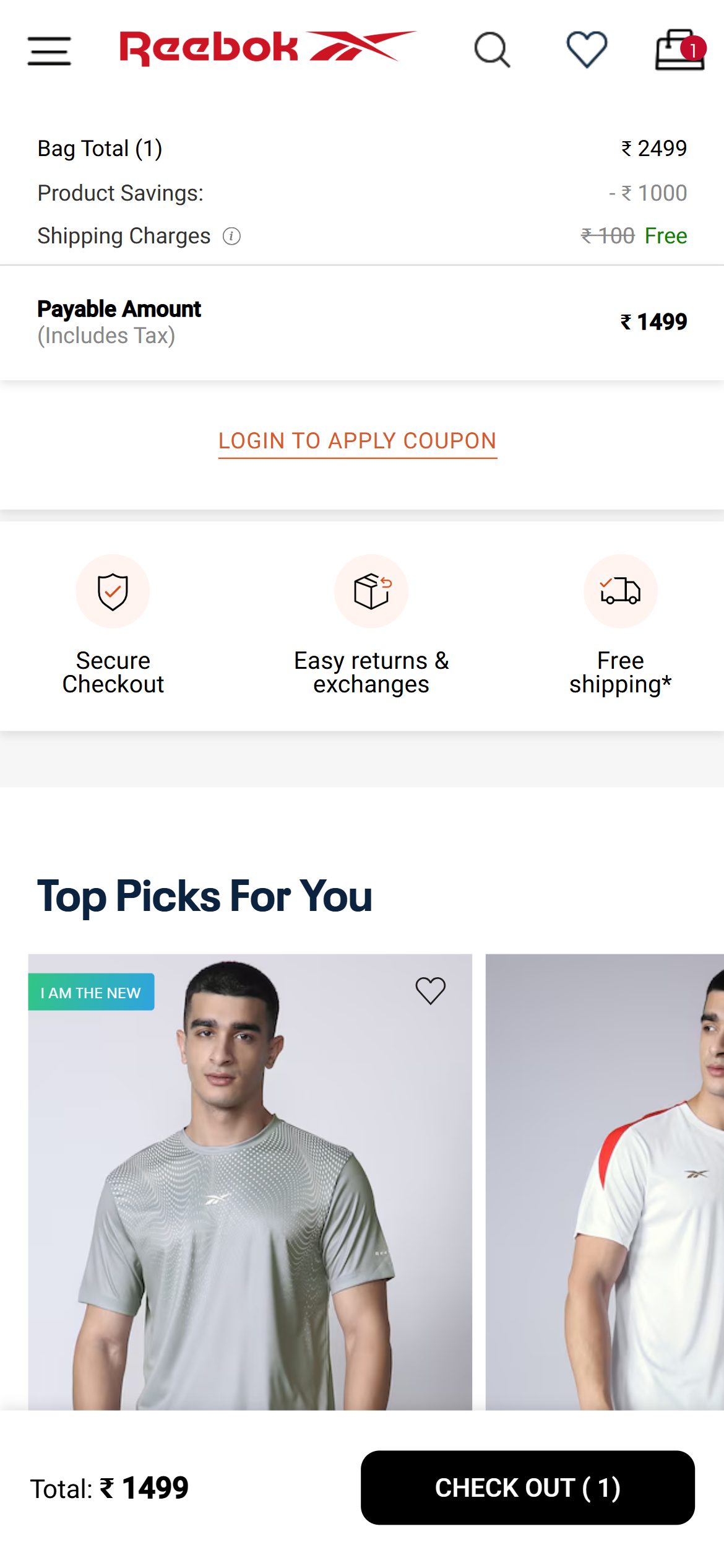 Reebok India — Mobile