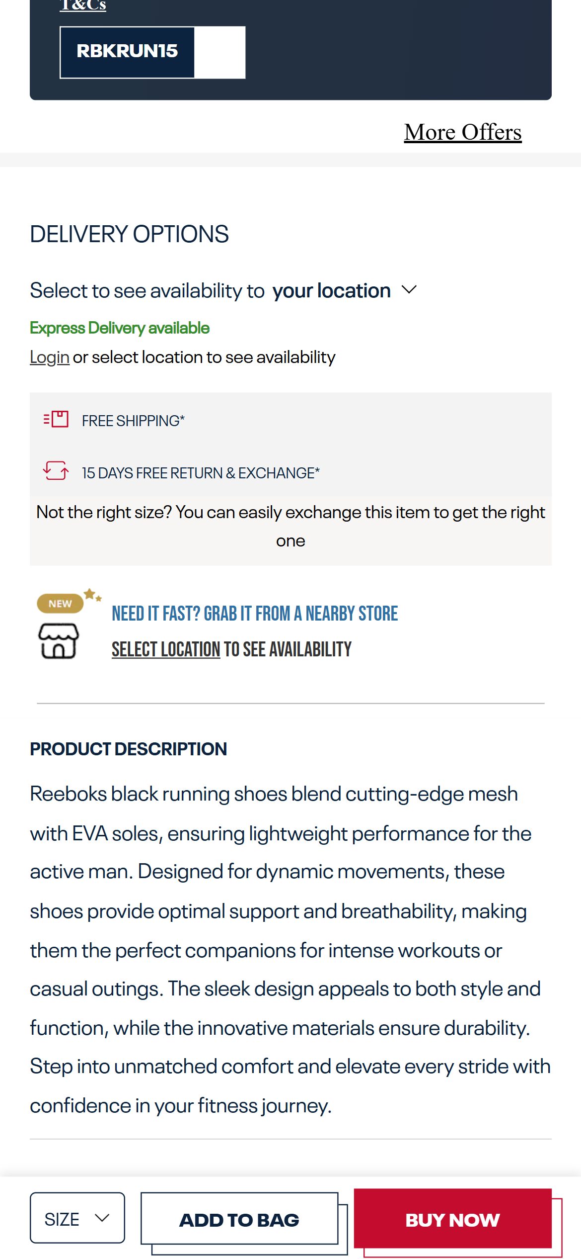 Reebok India — Mobile
