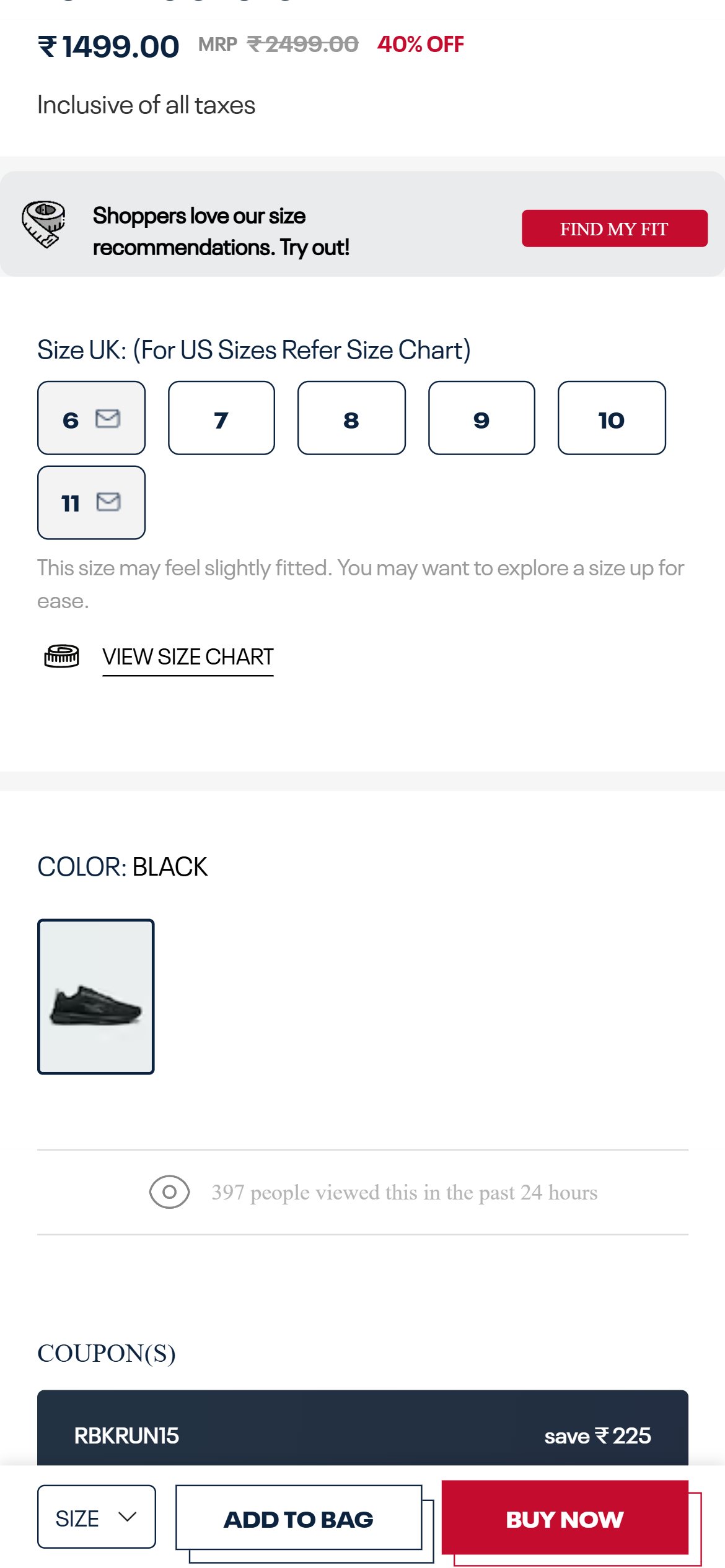Reebok India — Mobile
